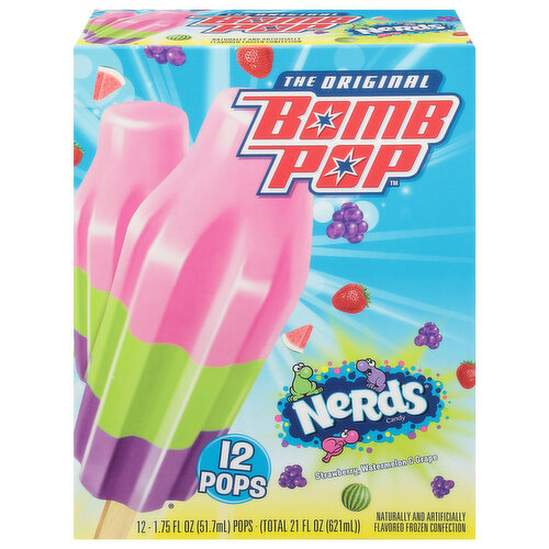 Bomb Pop Pops, Strawberry, Watermelon & Grape, Nerds Candy