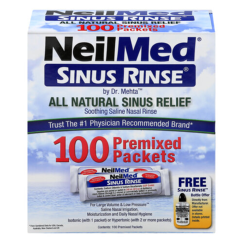 NeilMed Sinus Rinse Extra Strength Hypertonic Kit with 30 Premixed Packets