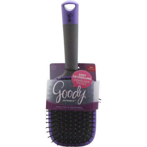 Easy detangling. New. Flexible bristles for daily detangling. Visit goody.com for new product and styling tips. Contact consumer care at: 1-800-241-4324. Made in China.