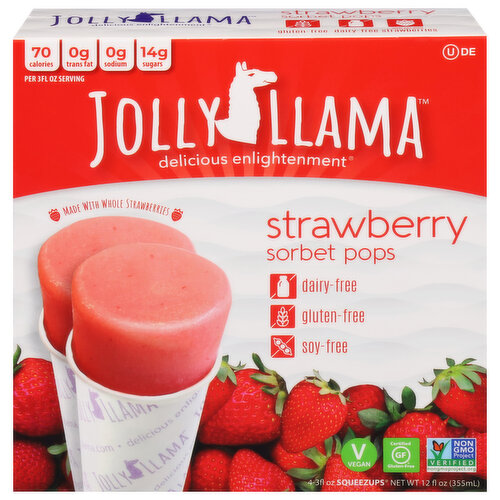 Jolly Llama Sorbet Pops, Strawberry