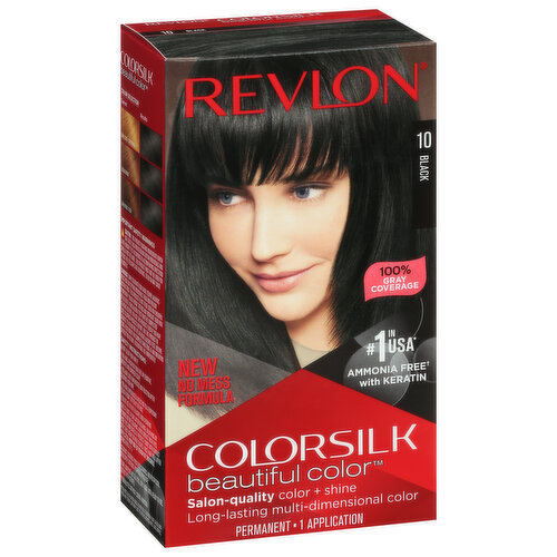 Revlon ColorSilk Beautiful Color Permanent Hair Color, Black 10