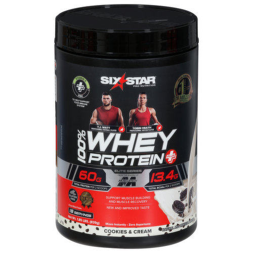 Six Star Pro Nutrition 100% Whey Protein Plus, Elite Series, Cookies & Cream