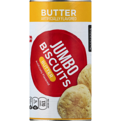 Ready-to-bake biscuits. Per 1 Biscuit: 170 calories; 4 g sat fat (20% DV); 460 mg sodium (20% DV); 4 g total sugars. Artificially flavored. 100% quality guaranteed. Like it or let us make it right. That's our quality promise. essentialeveryday.com.