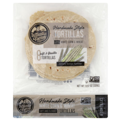 La Tortilla Factory Tortillas, White Corn & wheat, Handmade Style