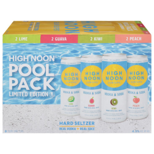 High Noon Sun Sips Hard Seltzer, Pool Pack, 8 Pack