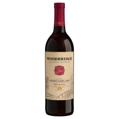 By Robert Mondavi. Bourbon barrel aged. Select lots finished in Bourbon barrels. In 1979, Robert Mondavi founded Woodbridge Winery near his childhood home of Lodi, California to craft wines for everyday enjoyment. This Bourbon Barrel-Aged Red Blend delivers flavors of ripe blackberry and blueberry with hints of toasty vanilla oak, cocoa powder and warm cinnamon complemented by a long toasty finish. Select lots are finished in bourbon barrels and blended with the wine to impart a bold and rich flavor.