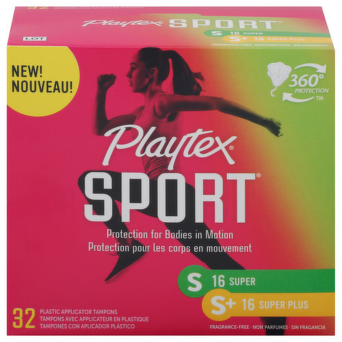 Playtex Sport Tampons, Plastic Applicator, Super/Super Plus