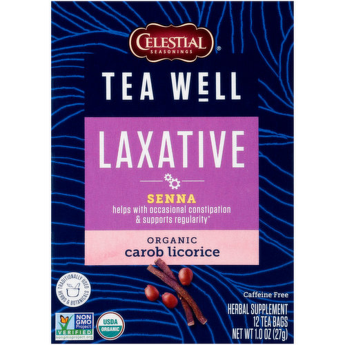 Celestial Seasonings Tea Well Tea Well Laxative Senna Organic Carob Licorice Herbal Supplement Tea Bags