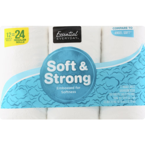 Essential Everyday Bathroom Tissue, Soft & Strong, Double Rolls, Two Ply, Shop