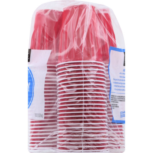 Great Value Everyday Disposable Plastic Cups, Red, 18 oz, 50 count