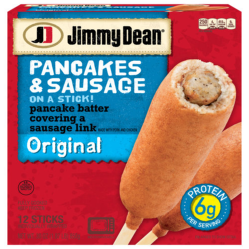 Jimmy Dean Pancakes & Sausage on a Stick, Frozen Breakfast, 12 Count