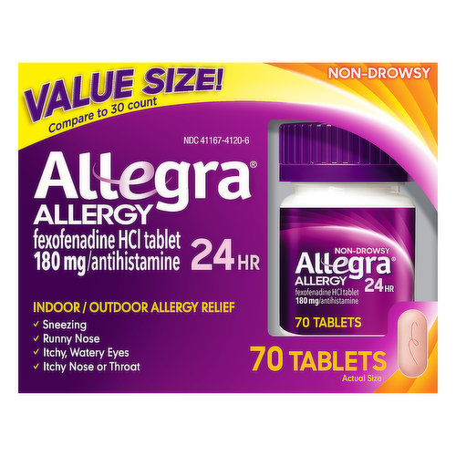 Allegra Allergy Relief, Indoor/Outdoor, 24 Hr, Non-Drowsy, Tablets, Value Size