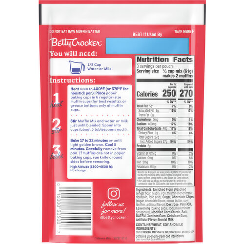 Betty Crocker Muffin Mix, Chocolate Chip