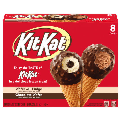 Kit Kat Frozen Dairy Dessert Cones, Wafer with Fudge/Chocolate Wafer