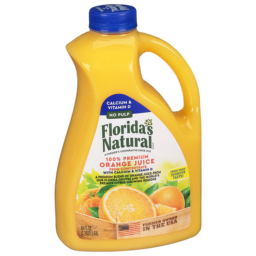 Florida's Natural 100% Juice, Orange, No Pulp, with Calcium & Vitamin D