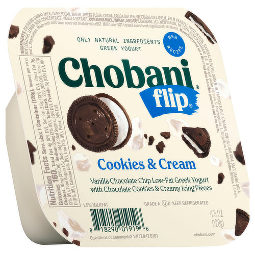 Chobani Flip Yogurt, Greek, Cookies & Cream
