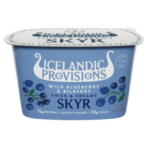 Icelandic Provisions Skyr, Low Fat, Wild Blueberry & Bilberry, Thick & Creamy