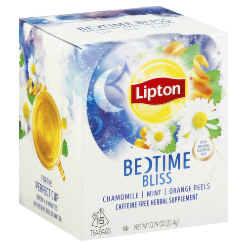 Lipton Tea, Bedtime Bliss, Caffeine Free, Bags