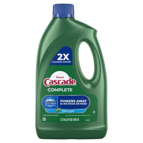 Cascade Cascade Complete Dish Detergent Liquid Gel, Fresh, 75 Oz