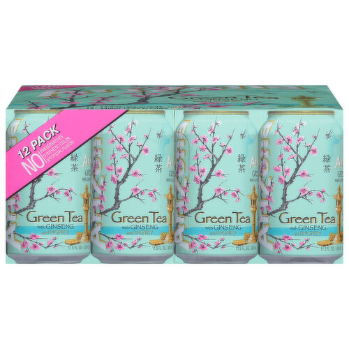 AriZona Green Tea, Ginseng and Honey, 12 Pack