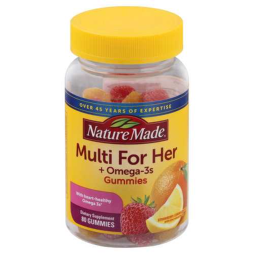 Nature Made Multi for Her, + Omega-3s, Gummies, Strawberry/Lemon/Orange