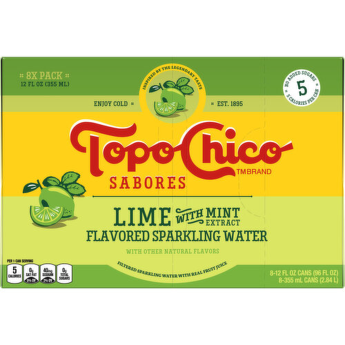 Topo Chico Sparkling Water, Lime with Mint Extract