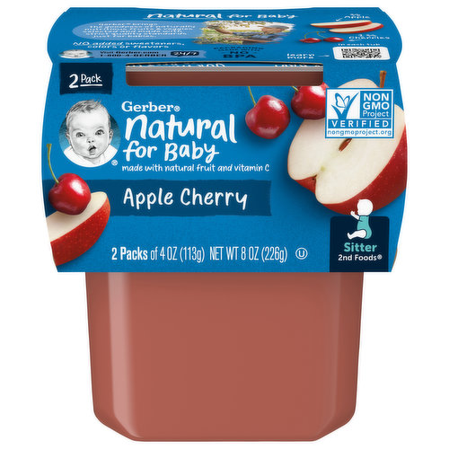 Gerber Natural for Baby Apples Cherry, 2 Pack