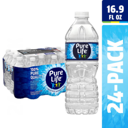 Pure Life Purified Bottled Water, 16 Ounce, 24-pack