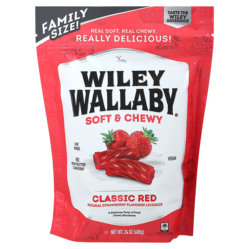 Wiley Wallaby Licorice, Classic Red, Soft & Chewy, Family Size!