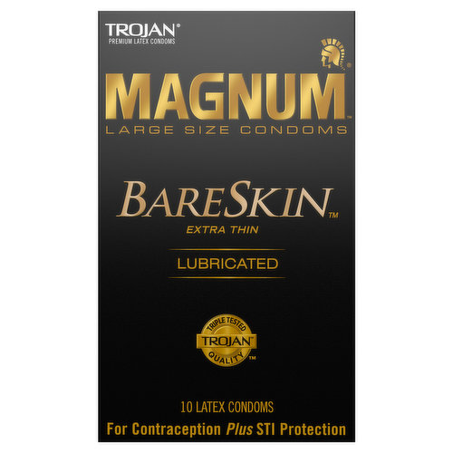 Trojan Magnum Latex Condoms,  Premium, Lubricated, Extra Thin, Large Size