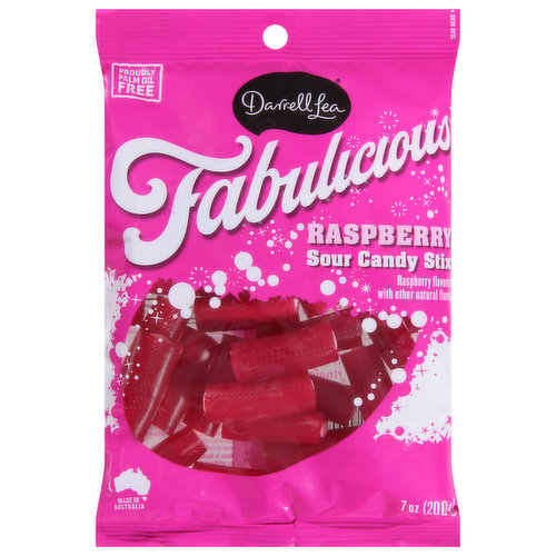 Darrell Lea Fabulicious Sour Candy Stix, Raspberry