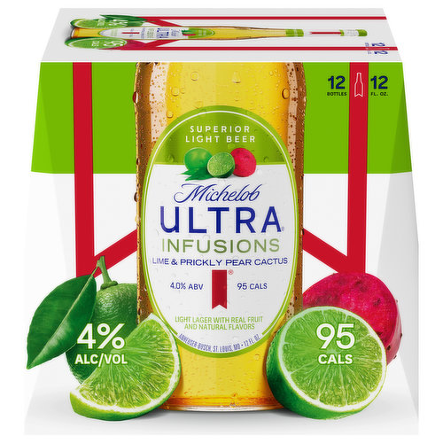 Michelob Ultra Infusions Beer, Superior Light, Lime & Prickly Pear Cactus