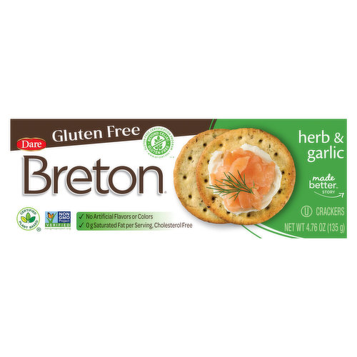 Breton Crackers, Gluten Free, Herb & Garlic