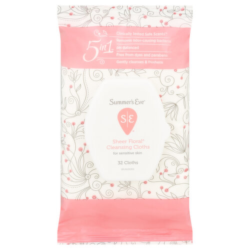 Summer's Eve Cleansing Cloths, Sheer Floral, 5 in 1