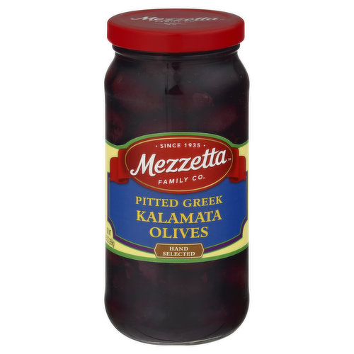 Hand selected. Certified Gluten-Free. Since 1935. Family Co. Nonna found so many ways to use Kalamata Olives - adding flavor to salads, pasta, or as a zesty tapenade. Fourth Generation Family Company - Jeff Mezzetta. mezzetta.com. Get inspired at mezzetta.com. 100% Recyclable. Product of Greece.