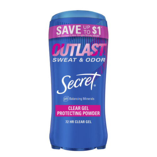 Secret Outlast Secret Outlast Clear Gel Antiperspirant Deodorant for Women, Protecting Powder Twin of 2.6 oz