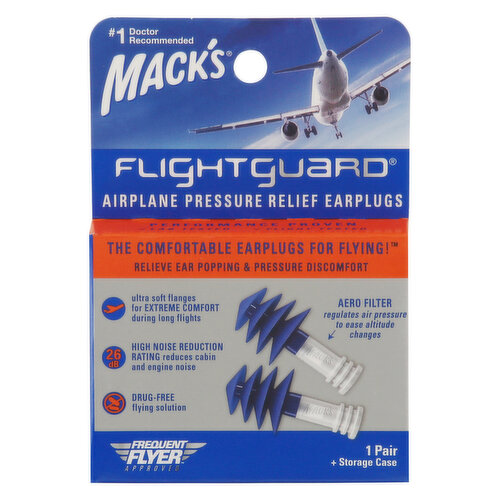 Mack's Flightguard Pressure Relief Earplugs, Airplane