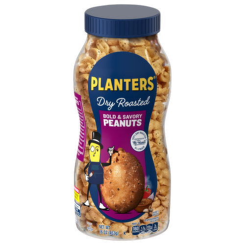 Planters Peanuts, Dry Roasted, Bold & Savory