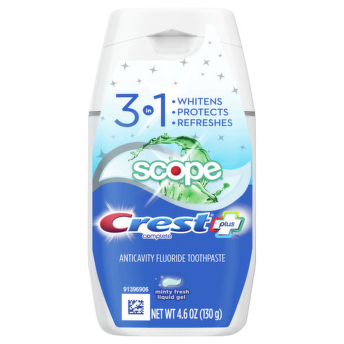 Crest Plus Toothpaste, Minty Fresh, Complete, Anticavity, Fluoride