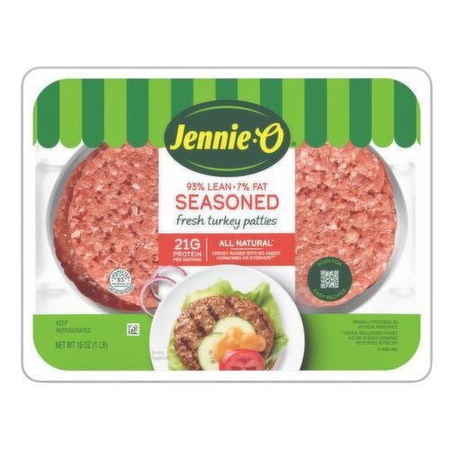 Jennie-O Turkey Store Seasoned Turkey Burger Patties with Onion and Garlic Seasoning, Lean