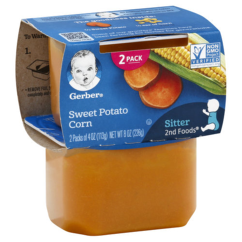 Gerber Sweet Potato Corn, 2nd Foods, Sitter, 2 Pack