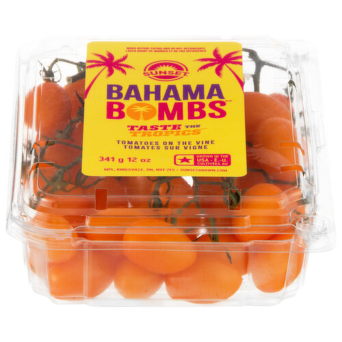 Sunset Bahama Bombs Tomatoes, on the Vine