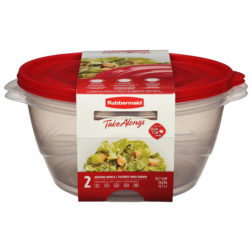 Rubbermaid Take Alongs Containers + Lids, Extra Deep Squares, 7 Cups - 2 sets