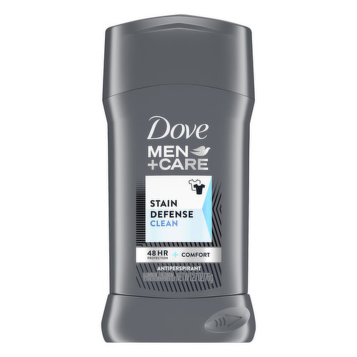 48 Hr protection + comfort.  Aluminum zirconium tetrachlorohydrex gly.  www.dovemencare.com. how2recycle.info. SmartLabel app enabled. Questions? Call toll free 1-800-761-3683. Peta cruelty-free. Globally, dove does not test on animals.