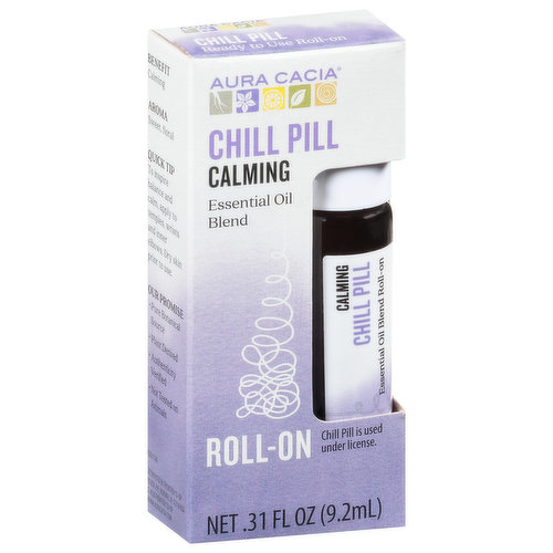 Aura Cacia Essential Oil Blend, Chill Pill, Calming, Roll-On