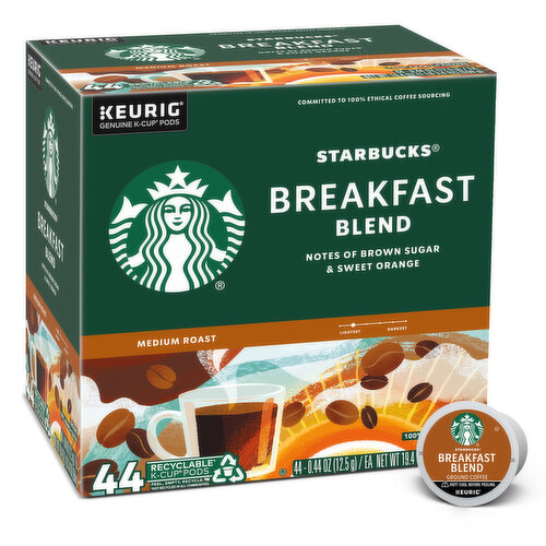 Starbucks K-Cup Coffee Pods, Breakfast Blend, Medium Roast