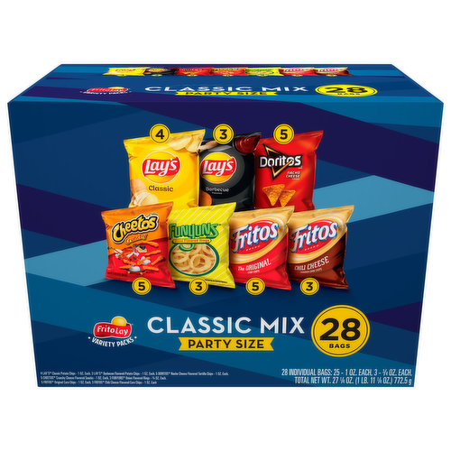 Frito Lay Snacks, Classic Mix, Party Size, Variety Packs