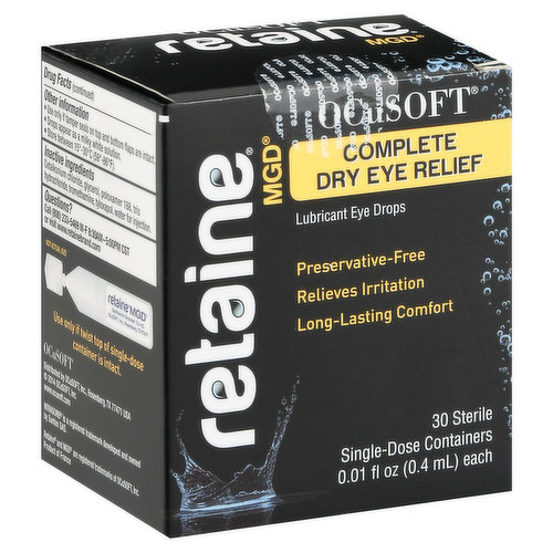 OCuSOFT Retaine MGD Lubricant Eye Drops, Complete Dry Eye Relief, Single-Dose Containers