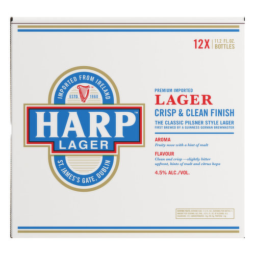 Harp Beer, Lager, Premium Imported, Pilsner Style