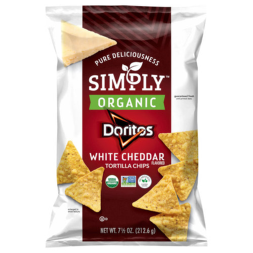 Doritos Simply Tortilla Chips, Organic, White Cheddar Flavored